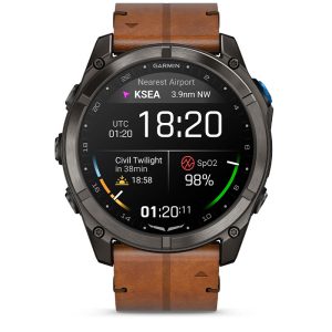 NEW  - D2™ Mach 2 Pro / Carbon Gray DLC Titanium with Chestnut Leather Band